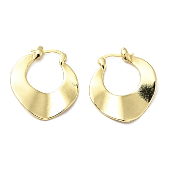 Brass Chunky Twist Rhombus Hoop Earrings for Women, Lead Free & Cadmium Free, Golden, 27x25x3.5mm, Pin: 0.6x1mm