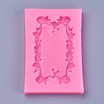 Food Grade Silicone Molds, Fondant Molds, For DIY Cake Decoration, Chocolate, Candy, UV Resin & Epoxy Resin Jewelry Making, Europe Type Frame, Deep Pink, 83x55x7mm