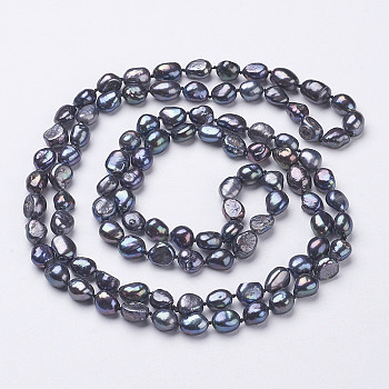 Natural Pearl Beaded Necklaces, Black,  46.4 inch~47.2 inch(1180mm~1200mm)