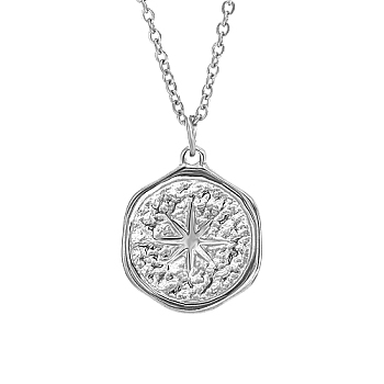 Star Stainless Steel Pendant Necklace with Cable Chains, Stainless Steel Color, 17.72 inch(45cm)