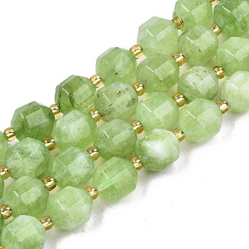 Natural Dolomite Beads Strands, Faceted, Dyed, Round, Light Green, 10.5x9.5mm, Hole: 1.2mm, about 31pcs/strand, 15.04 inch~15.35 inch(38.2cm~39cm)