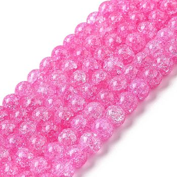 Synthetic Crackle Quartz Beads Strands, Round, Dyed, Violet, 8mm, Hole: 1mm, about 50pcs/strand, 15.7 inch
