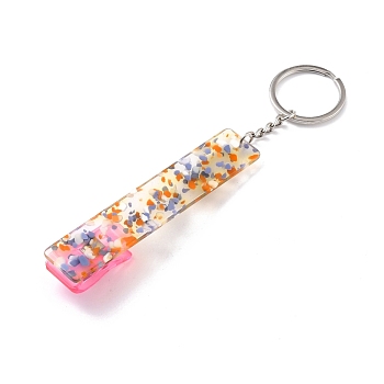 Ferroalloy, Plastic and Acrylic Keychain, Contactless Card Extractor, for Long Nail Card Extractor Keychain with Card Puller for Girls, Rectangle, Pink, 15.5cm
