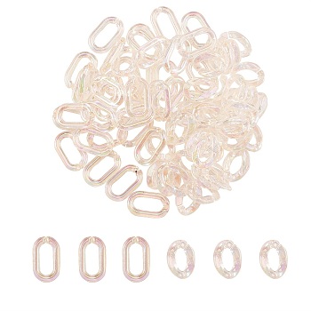 100Pcs 2 Styles Transparent Acrylic Linking Rings, Quick Link Connectors, for Curb Chains Making, AB Color Plated, Twist, Clear AB, 23x17x4.5mm, Inner Diameter: 13.5mm, 50pcs/style