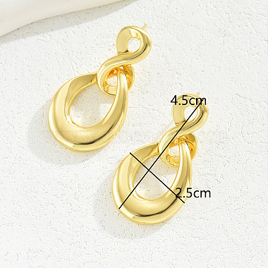 Fashionable Vintage Geometric Symbol Irregular Teardrop Brass Dangle Stud Earrings(IJ5546)-3