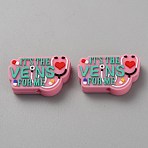 Food Grade Silicone Focal Beads, with Word It's The Vens For Me, 19x29.5x7mm, Hole: 3mm(SIL-CJC0005-06A)