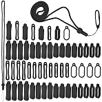 1Pc Adjustable Polyester Neck Lanyard, with 80Pcs 4 Styles Silicone Pendants, Black, 26~450x3.2~15x5.5~9mm, Hole: 3~3.5mm, Inner Diameter: 19~27mm(AJEW-CP0007-90)