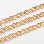 3.28 Feet Ion Plating(IP) 304 Stainless Steel Twisted Chains, Curb Chains, Unwelded, Real 18K Gold Plated, 5x3.5x0.8mm(X-CHS-H007-24G)