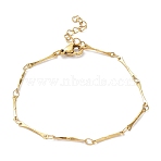 Ion Plating(IP) 304 Stainless Steel Bar Link Chain Bracelets, Golden, 7-1/8 inch(18cm)(BJEW-K226-07G)