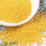 MIYUKI Round Rocailles Beads, Japanese Seed Beads, 11/0, (RR422D) Opaque Yellow Luster, 2x1.3mm, Hole: 0.8mm, about 1111pcs/10g(X-SEED-G007-RR0422D)