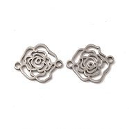 304 Stainless Steel Connector Charms, Rose Links, Stainless Steel Color, 17.5x15x1.5mm, Hole: 1.8mm(STAS-I671-24P)