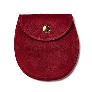 Velvet Jewelry Storage Pouches, Oval Jewelry Bags with Golden Tone Snap Fastener, for Earring, Rings Storage, Red, 8.3x7.7x0.8cm(ABAG-C003-01A-04)