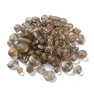 Transparent Acrylic Beads, Metal Enlaced, Mixed Shapes, Gray, 7.5~22.5x7.5~21x5.5~13mm, Hole: 1.2~5.5mm, about 485pcs/500g(MACR-L005-05H)