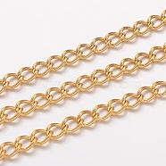 3.28 Feet Ion Plating(IP) 304 Stainless Steel Twisted Chains, Curb Chains, Unwelded, Golden, 5x3.5x0.8mm(X-CHS-H007-24G)