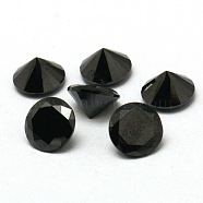 Diamond Shape Grade A Cubic Zirconia Cabochons, Faceted, Black, 1.5mm(ZIRC-M002-1.5mm-008)
