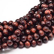 Natural Red Tiger Eye Bead Strands, Dyed & Heated, Grade A, Round, 8mm, Hole: 1mm, about 49pcs/strand, 16 inch(G-P072-52-8mm-A)