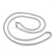 304 Stainless Steel Curb Chain Necklaces, with Lobster Claw Clasps, Stainless Steel Color, 29.5 inch(75cm), 3.5mm(NJEW-G271-07P)