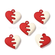 Spray Painted Alloy Pendants, Two Tone, Lead Free & Cadmium Free, Heart, Red, 15x16x4mm, Hole: 1.6mm(FIND-I016-A02)