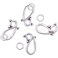Tibetan Silver Hook and Eye Clasps, Lead Free and Cadmium Free, teardrop, Antique Silver, 20.5x12mm, 7.5mm, Hole:  5mm(TIBE-PH0001-18AS-RS)
