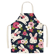 Easter Theme Flax Sleeveless Apron, with Double Shoulder Belt, Black, 700x600mm(PW-WG92721-08)