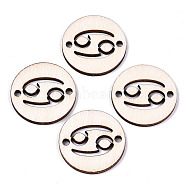 Unfinished Natural Poplar Wood Links Connectors, Laser Cut, Flat Round with Constellation, Cancer, 29.5x2.5mm, Hole: 2.5mm(WOOD-S045-139B-03)