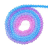 Transparent Glass Beads Strands, Segmented Multi-color Beads, Faceted Round, Violet, 2mm, Hole: 0.6mm, about 194~199pcs/strand, 14.49 inch~14.61 inch(36.8~37.1cm)(GLAA-N041-009-02)