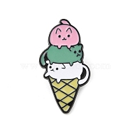 Cat with Ice Cream Enamel Pins, Electrophoresis Black Zinc Alloy Brooch for Women, Colorful, 28.5x15.8x1.3mm(JEWB-E026-01EB-04)