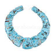 Synthetic Gemstone Beads Strands, Regalite and Turquoise, Graduated Pendant Beads, Dyed, Trapezoid, Sky Blue, 24~35x16~28x5.5~6mm, Hole: 1~1.5mm, 15pcs/set, 11.81 inch/strand(G-S327-001A)