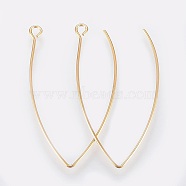 Ion Plating(IP) 304 Stainless Steel Earring Hooks, Ear Wire, with Horizontal Loop, Real 14K Gold Plated, 41x22x0.8mm, Hole: 2.5mm, Pin: 0.8mm(STAS-K184-05-01G-A)
