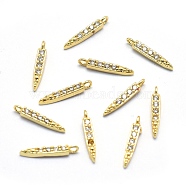 Eco-Friendly Brass Charms, with Cubic Zirconia, Lead Free & Cadmium Free & Nickel Free, Knife, Clear, Real 18K Gold Plated, 10.5x2x2mm, Hole: 0.8mm(KK-P155-30G-NR)