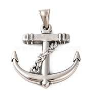 316 Surgical Stainless Steel Pendants, Anchor Charms, Antique Silver, 36.5x35.5x7mm, Hole: 9x4mm(STAS-Z073-52AS-01)