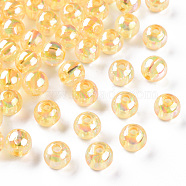 Transparent Acrylic Beads, AB Color Plated, Round, Gold, 8x7mm, Hole: 2mm, about 1745pcs/500g(MACR-S370-B8mm-719)