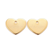 201 Stainless Steel Charms, Heart, Real 24k Gold Plated, 10x12.5x0.8mm, Hole: 1.3mm(X-STAS-K217-76G)