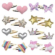 Imitation Leather Snap Hair Clips, Mixed Shape Hair Accessories, Mixed Color, 30~50mm(PW-WG4DE66-01)