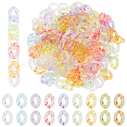 240Pcs Transparent Acrylic Linking Rings, Quick Link Connectors, for Cable Chains Making, Twisted Oval, Mixed Color, 23.5x16.5x4.5mm, Inner Diameter: 6.5x13mm, 30pcs/color(MACR-HY0001-04)