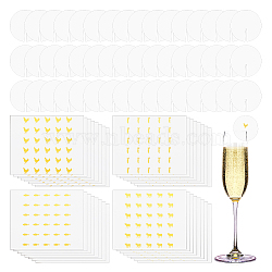 Blank Paper Wine Glass Tags, Drink Blank Markers for Party Favor, with 4 Styles Paper Self Adhesive Cartoon Stickers, Flat Round, 5.05x0.03cm, 200pcs(CDIS-OC0001-07D)