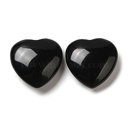 Natural Black Agate Healing Stones, Heart Love Stones, Pocket Palm Stones for Reiki Ealancing, 30x30x11.5~12.5mm(G-G020-01L)