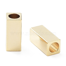304 Stainless Steel Beads, Cuboid, Real 24K Gold Plated, 7x3x3mm, Hole: 2mm(STAS-P327-05A-G)