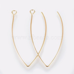 Ion Plating(IP) 304 Stainless Steel Earring Hooks, Ear Wire, with Horizontal Loop, Real 14K Gold Plated, 41x22x0.8mm, Hole: 2.5mm, Pin: 0.8mm(STAS-K184-05-01G-A)