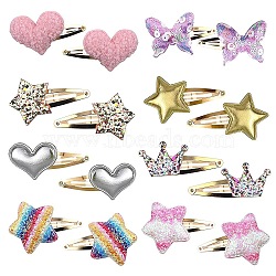 Imitation Leather Snap Hair Clips, Mixed Shape Hair Accessories, Mixed Color, 30~50mm(PW-WG4DE66-01)