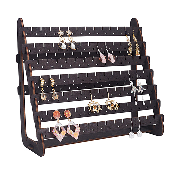 Triangle Wood Earring Organizer Display Stands, Jewelry Holder for Earring Storage, Black, 27.8x11.3x25cm