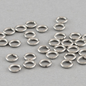 304 Stainless Steel Open Jump Rings, Stainless Steel Color, 18 Gauge, 7x1mm, Inner Diameter: 5mm