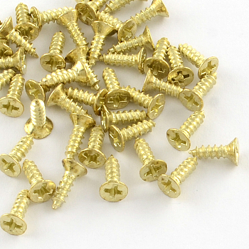 Iron Screws Findings, Golden, 8x4.5mm, pin: 2.5mm, about 1784pcs/400g