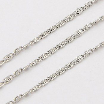 304 Stainless Steel Lumachina Chains, Snail Chains, Decorative Chains, Soldered, Stainless Steel Color, 1.8x0.8mm