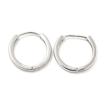 Brass Hoop Earrings, Round, Platinum, 16x2mm