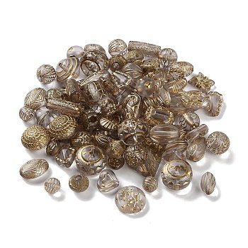 Transparent Acrylic Beads, Metal Enlaced, Mixed Shapes, Gray, 7.5~22.5x7.5~21x5.5~13mm, Hole: 1.2~5.5mm, about 485pcs/500g