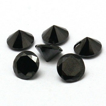Diamond Shape Grade A Cubic Zirconia Cabochons, Faceted, Black, 1.5mm