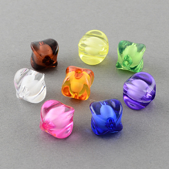 Transparent Acrylic Beads, Bead in Bead, Rhombus, Mixed Color, 13x16x16mm, Hole: 2mm