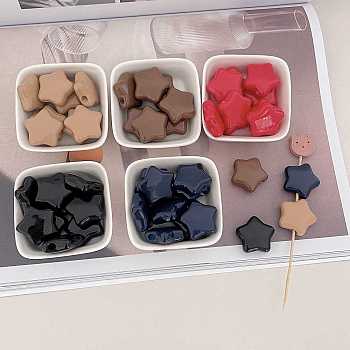 Opaque Acrylic European Beads, Large Hole Beads, Star, Mixed Color, 25x25.9x9.5mm, Hole: 4.5mm