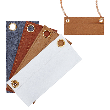 4Pcs 4 Colors Felt Purse Organizer Insert, Mini Envelope Handbag Shaper Premium Felt, Bag Accessories, with Iron Grommets, Rectangle, Mixed Color, 5.9x12.9x0.12cm, Hole: 9.5mm, 1pc/color